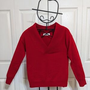 Oshlen Women's Red Cashmere/Wool Sweater Size Medium (8) Long Sleeve Pullover